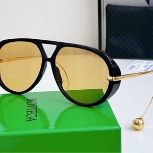 Bottega Veneta Fashion Show Drop Earring Geometrical Sunglasses, 63mm